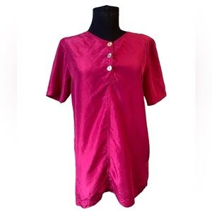 Carole Little Hot Pink Silk Blouse